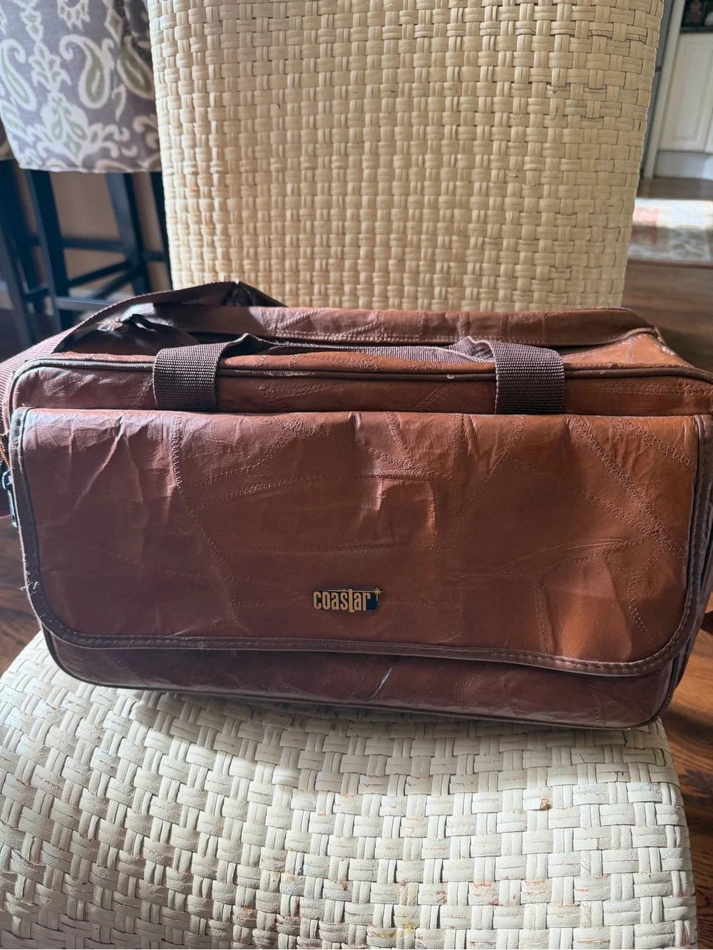 Coaster Brown Large Leather camera Bag Duffle Bag